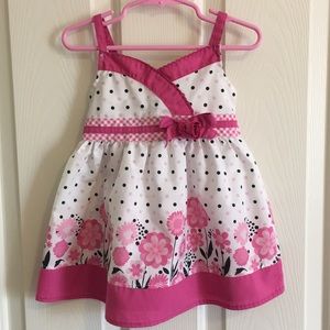Baby girl's polkadot pink floral dress size 12m